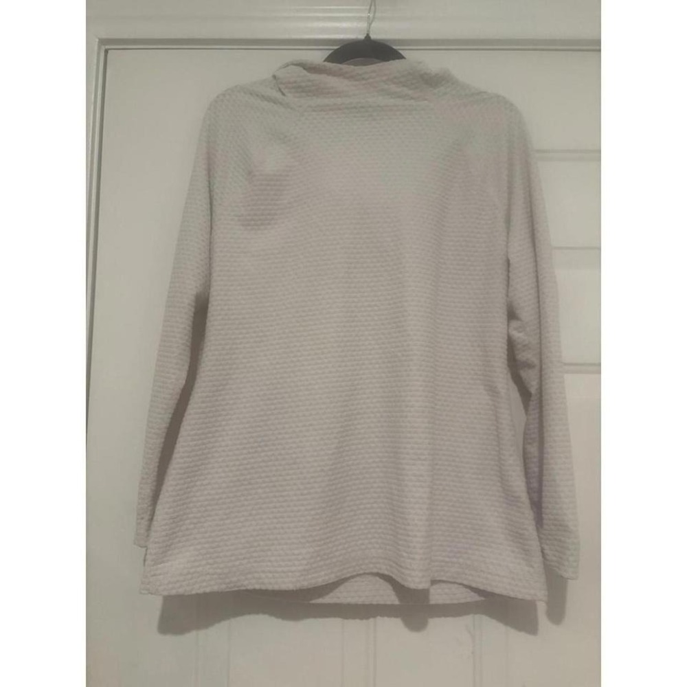 Nike Dri Fit sz L ivory textured longsleeve hooded activewear #1172